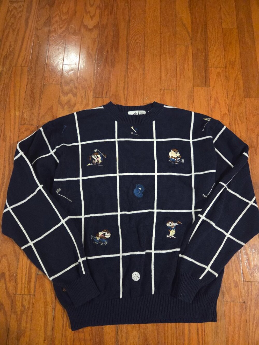 Vintage 90s Warner Bros Studio Store TAZ Looney Tunes Golf Sweater Men’s L